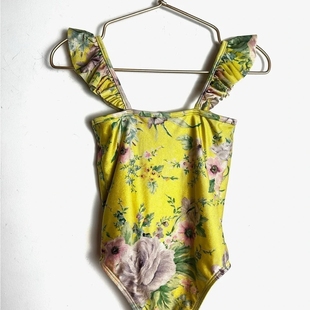 Zimmermann Kids Yellow Floral Swimsuit | size 2T